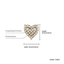 Load image into Gallery viewer, Iced Heart Earrings - Gold - Alliceonyou