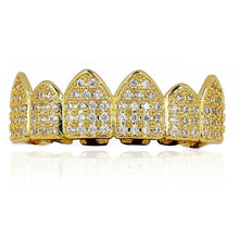 Load image into Gallery viewer, JINAO 18K Gold Plated Grills for Your Teeth Macro Pave CZ Iced-Out Grillz with Extra Molding Bars Included for Men Women…