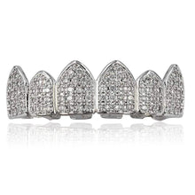 Load image into Gallery viewer, JINAO 18K Gold Plated Grills for Your Teeth Macro Pave CZ Iced-Out Grillz with Extra Molding Bars Included for Men Women…