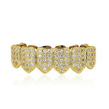 Load image into Gallery viewer, JINAO 18K Gold Plated Grills for Your Teeth Macro Pave CZ Iced-Out Grillz with Extra Molding Bars Included for Men Women…