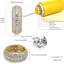Load image into Gallery viewer, TOPGRILLZ 10mm 5 Rows 14K Gold Plated Iced out Premium Diamond CZ Royal Eternity Wedding Engagement Band Ring for Men Women