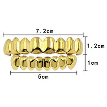 Load image into Gallery viewer, JINAO Grills for Your Teeth 18K Gold Plated Gold Finish 8 Top Teeth 8 Bottom Tooth Grillz Hip Hop Mouth Grills for Men Women