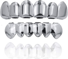 Load image into Gallery viewer, TOPGRILLZ Gold Grills for Your Teeth 18K Gold Plated Hip Hop Custom Fit Polished Teeth Grillz for Men and Women with 4 Silicon Molding Bars Rapper Costume