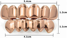 Load image into Gallery viewer, TOPGRILLZ Gold Grills for Your Teeth 18K Gold Plated Hip Hop Custom Fit Polished Teeth Grillz for Men and Women with 4 Silicon Molding Bars Rapper Costume