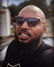Load image into Gallery viewer, TOPGRILLZ Gold Grills for Your Teeth 18K Gold Plated Hip Hop Custom Fit Polished Teeth Grillz for Men and Women with 4 Silicon Molding Bars Rapper Costume