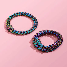 Load image into Gallery viewer, TOPGRILLZ 10,14mm Polished Stainless Solid Colorful Rainbow Cuban Link Chain Bracelet for Men and Women Hip Hop Personality Jewelry
