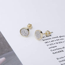 Load image into Gallery viewer, TOPGRILLZ 14K Gold and Silver Plated Iced out CZ Cluster Round Bling Screw Back Stud Earrings for Men and Women Hip Hop Jewelry