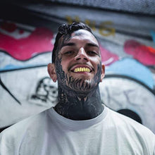 Load image into Gallery viewer, TOPGRILLZ Gold Grills for Your Teeth 18K Gold Plated Hip Hop Custom Fit Polished Teeth Grillz for Men and Women with 4 Silicon Molding Bars Rapper Costume
