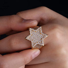 Load image into Gallery viewer, TOPGRILLZ 14K Gold Silver Plated Iced Out Punk Band Hexagram Star Ring for Men and Women Novelty Jewelry