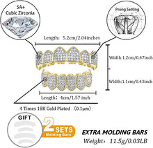 Load image into Gallery viewer, TOPGRILLZ Diamond Grills for Your Teeth Women 18K Gold Plated Fully Iced Out CZ Vampire Top and Bottom Face Mouth Men with Extra Molding Bars Cosplay Costume