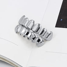 Load image into Gallery viewer, TOPGRILLZ Gold Grills for Your Teeth 18K Gold Plated Hip Hop Custom Fit Polished Teeth Grillz for Men and Women with 4 Silicon Molding Bars Rapper Costume