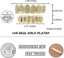 Load image into Gallery viewer, TOPGRILLZ 18K Plated Gold Grills Teeth Grillz for Men Women Iced Out Hip Hop Poker Diamond Top & Bottom Face Grills for Teeth Rapper Costume Cosplay