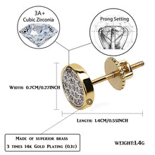 Load image into Gallery viewer, TOPGRILLZ 14K Gold and Silver Plated Iced out CZ Cluster Round Bling Screw Back Stud Earrings for Men and Women Hip Hop Jewelry
