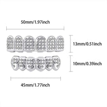 Load image into Gallery viewer, OYOGAA 14K Gold Plated ICED Out CZ Teeth Grillz Top Bottom Tooth Caps Hip Hop Bling New Gold Shiny Grills Costume jewelry