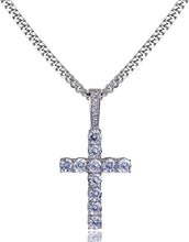 Load image into Gallery viewer, TOPGRILLZ 14K Gold&Silver Plated Solid Iced out CZ Lab Cubic Zirconia Cross Pendant Necklace for Men Women Stainless Chain