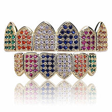 Load image into Gallery viewer, JINAO 18K Gold Plated Grills for Your Teeth Macro Pave CZ Iced-Out Grillz with Extra Molding Bars Included for Men Women…