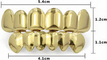 Load image into Gallery viewer, TOPGRILLZ Gold Grills for Your Teeth 18K Gold Plated Hip Hop Custom Fit Polished Teeth Grillz for Men and Women with 4 Silicon Molding Bars Rapper Costume