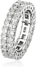 Load image into Gallery viewer, TOPGRILLZ 9mm 2Rows Round Cut 14K Silver Plated Iced Out Lab Diamond Wedding Band Eternity Bands Ring for Men Women