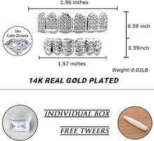 Load image into Gallery viewer, TOPGRILLZ 18K Plated Gold Grills Teeth Grillz for Men Women Iced Out Hip Hop Poker Diamond Top & Bottom Face Grills for Teeth Rapper Costume Cosplay