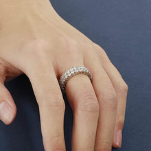 Load image into Gallery viewer, TOPGRILLZ 9mm 2Rows Round Cut 14K Silver Plated Iced Out Lab Diamond Wedding Band Eternity Bands Ring for Men Women