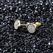 Load image into Gallery viewer, TOPGRILLZ 14K Gold and Silver Plated Iced out CZ Cluster Round Bling Screw Back Stud Earrings for Men and Women Hip Hop Jewelry