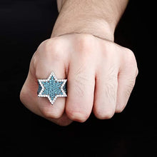 Load image into Gallery viewer, TOPGRILLZ 14K Gold Silver Plated Iced Out Punk Band Hexagram Star Ring for Men and Women Novelty Jewelry