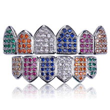 Load image into Gallery viewer, JINAO 18K Gold Plated Grills for Your Teeth Macro Pave CZ Iced-Out Grillz with Extra Molding Bars Included for Men Women…