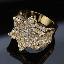Load image into Gallery viewer, TOPGRILLZ 14K Gold Silver Plated Iced Out Punk Band Hexagram Star Ring for Men and Women Novelty Jewelry