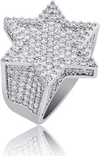 Load image into Gallery viewer, TOPGRILLZ 14K Gold Silver Plated Iced Out Punk Band Hexagram Star Ring for Men and Women Novelty Jewelry