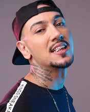 Load image into Gallery viewer, TOPGRILLZ Gold Grills for Your Teeth 18K Gold Plated Hip Hop Custom Fit Polished Teeth Grillz for Men and Women with 4 Silicon Molding Bars Rapper Costume