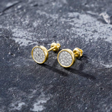Load image into Gallery viewer, TOPGRILLZ 14K Gold and Silver Plated Iced out CZ Cluster Round Bling Screw Back Stud Earrings for Men and Women Hip Hop Jewelry