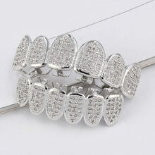 Load image into Gallery viewer, JINAO 18k Gold Plated All Iced Out Luxury Cubic Zirconia Face Diamond Gold Teeth Grillz Set with Extra Molding Bars Included for Men Women