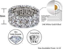 Load image into Gallery viewer, TOPGRILLZ 9mm 2Rows Round Cut 14K Silver Plated Iced Out Lab Diamond Wedding Band Eternity Bands Ring for Men Women