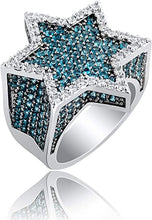Load image into Gallery viewer, TOPGRILLZ 14K Gold Silver Plated Iced Out Punk Band Hexagram Star Ring for Men and Women Novelty Jewelry