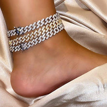 Load image into Gallery viewer, TOPGRILLZ 8mm Cuban Link Anklets Bracelet for Women 6 Times 14K Gold Plated Fashion Foot Jewelry Gift, 9" 10" 11"