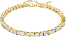 Load image into Gallery viewer, TOPGRILLZ 3-6mm Tennis Chain Anklet with Extension Bracelet for Women, 14K Gold Plated CZ Diamond Fashion Foot Jewelry Gifts