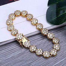 Load image into Gallery viewer, Tennis Bracelet for Women 1 Row 10mm 14K Gold Plated Iced Out CZ Zircon Solitaire Cluster Lab Diamond Tennis Link for Men Women Fashion Birthday Gifts
