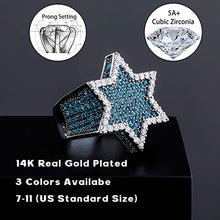 Load image into Gallery viewer, TOPGRILLZ 14K Gold Silver Plated Iced Out Punk Band Hexagram Star Ring for Men and Women Novelty Jewelry