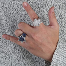 Load image into Gallery viewer, TOPGRILLZ 14K Gold Silver Plated Iced Out Punk Band Hexagram Star Ring for Men and Women Novelty Jewelry
