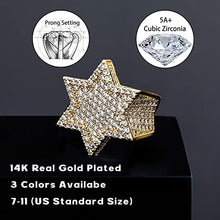 Load image into Gallery viewer, TOPGRILLZ 14K Gold Silver Plated Iced Out Punk Band Hexagram Star Ring for Men and Women Novelty Jewelry