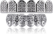 Load image into Gallery viewer, TOPGRILLZ 18K Plated Gold Grills Teeth Grillz for Men Women Iced Out Hip Hop Poker Diamond Top & Bottom Face Grills for Teeth Rapper Costume Cosplay