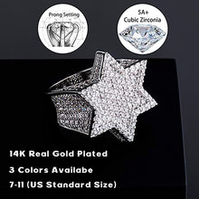 Load image into Gallery viewer, TOPGRILLZ 14K Gold Silver Plated Iced Out Punk Band Hexagram Star Ring for Men and Women Novelty Jewelry
