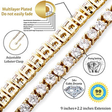 Load image into Gallery viewer, TOPGRILLZ 3-6mm Tennis Chain Anklet with Extension Bracelet for Women, 14K Gold Plated CZ Diamond Fashion Foot Jewelry Gifts