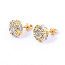 Load image into Gallery viewer, TOPGRILLZ Aretes Para Hombre 14K Gold Plated 925 Sterling Silver Iced out CZ Hypoallergenic Round Screw Back Stud Earrings for Men