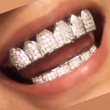 Load image into Gallery viewer, JINAO 18K Gold Plated Grills for Your Teeth Macro Pave CZ Iced-Out Grillz with Extra Molding Bars Included for Men Women…