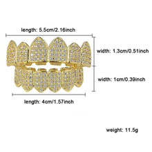 Load image into Gallery viewer, JINAO 18K Gold Plated Grills for Your Teeth Macro Pave CZ Iced-Out Grillz with Extra Molding Bars Included for Men Women…