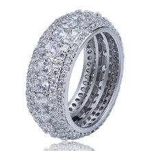 Load image into Gallery viewer, TOPGRILLZ 10mm 5 Rows 14K Gold Plated Iced out Premium Diamond CZ Royal Eternity Wedding Engagement Band Ring for Men Women