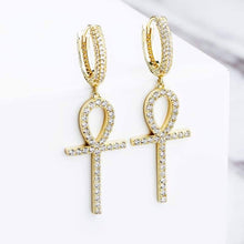 Load image into Gallery viewer, 925 Ankh Cross Earrings - GOLD - Alliceonyou