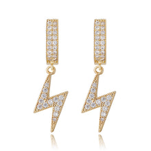 Load image into Gallery viewer, Lightning Bolt Hinged Hoop Earrings