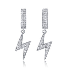 Load image into Gallery viewer, Lightning Bolt Hinged Hoop Earrings